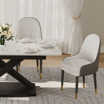 Thomas Modern Rectangular 55.2 Inch -70.9 Inch Extendable X Leg White Dining Table for 4-6 Seater