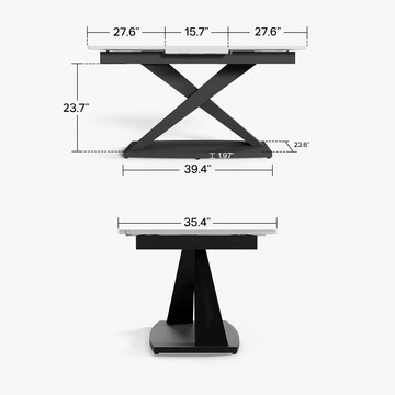 Thomas Modern Rectangular 55.2 Inch -70.9 Inch Extendable X Leg White Dining Table for 4-6 Seater