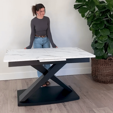 Thomas Modern Rectangular 55.2 Inch -70.9 Inch Extendable X Leg White Dining Table Set with 4 Chairs