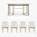 Eden Common Luxury Extendable 63 inch -78.7 inch White Rectangular Dining Table Set with 4 Chairs