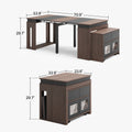 George Modern 23.6-70.9" Wooden Extendable 2 / 4 / 6 Seat Rectangle Dining Room Table Sideboard with Storage Removable Leaf for Small Apartment