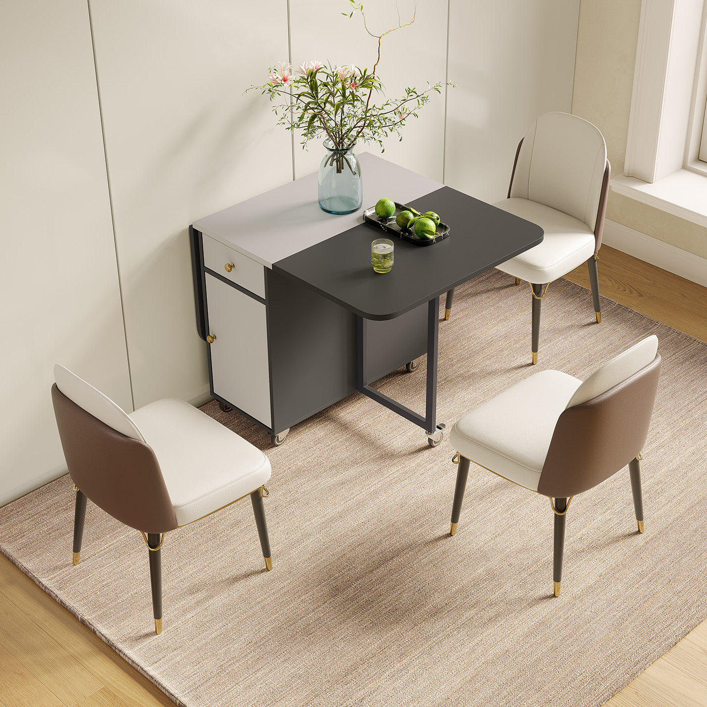 Jackson Modern Black Folding Dining Table with Storage