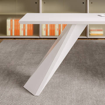 George Modern Home Office White Large L Shaped Executive Desk with Drawers & Cabinet