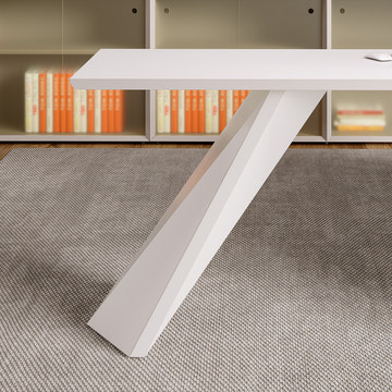 George Modern Home Office White Large L Shaped Executive Desk with Drawers & Cabinet