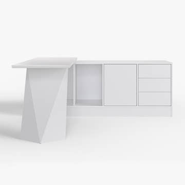 George Modern Home Office White Large L Shaped Executive Desk with Drawers & Cabinet