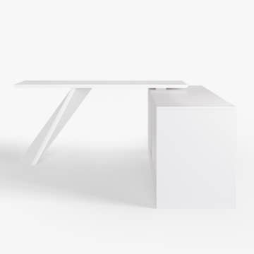 George Modern Home Office White Large L Shaped Executive Desk with Drawers & Cabinet