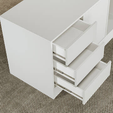 George Modern Home Office White Large L Shaped Executive Desk with Drawers & Cabinet