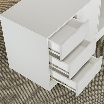 George Modern Home Office White Large L Shaped Executive Desk with Drawers & Cabinet