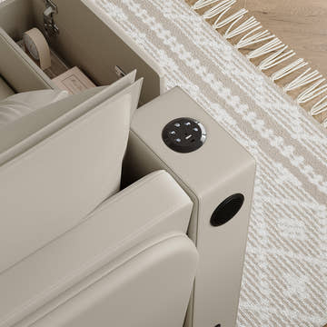 George Modern Convertible Sofa Sleeper Leather Futon Bed with Speaker & USB Ports