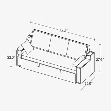 George Modern Convertible Sofa Sleeper Leather Futon Bed with Speaker & USB Ports