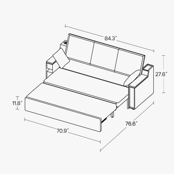 George Modern Convertible Sofa Sleeper Leather Futon Bed with Speaker & USB Ports