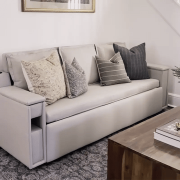 George Modern Convertible Sofa Sleeper Leather Futon Bed with Speaker & USB Ports