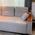 Miya Japandi Linen Sleeper Sofa with Trundle & USB Port