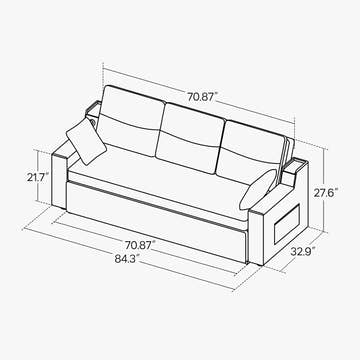 Miya Japandi Convertible Sleeper Sofa Trundle Bed Futon with Storage & USB Port