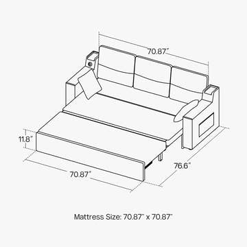 Miya Japandi Convertible Sleeper Sofa Trundle Bed Futon with Storage & USB Port