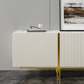 Cassandra Common Luxury Off White Large Media Console 86.7 inch TV Stand with Storage