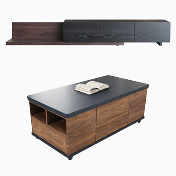 George Modern Black Extendable TV Stand & Coffee Table Set