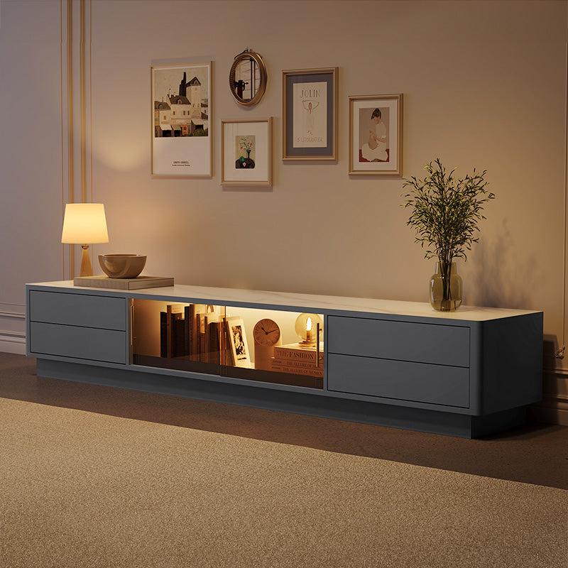 Thomas Modern LED Lights Dark Gray TV Stand with Drawers