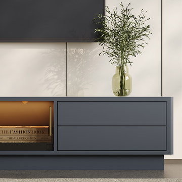 Thomas Modern LED Lights Dark Gray TV Stand & Coffee Table Set