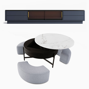 Thomas Modern LED Lights Dark Gray TV Stand & Coffee Table Set