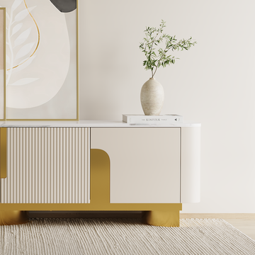 Elina Nordic Rounded-Corner TV Stand with Storage