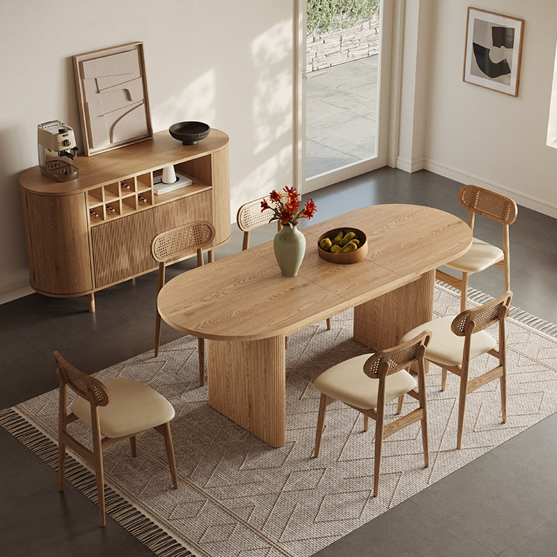 Todd Japandi Oval Dining Table with Extendable Tabletop