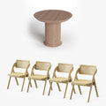 Miya Japandi Round Dining Table Set with 4 Chairs