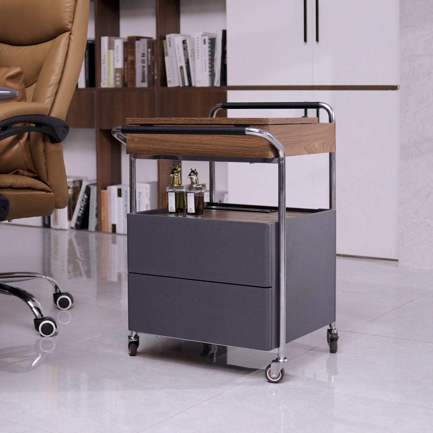 CubeMove Multifunctional Side Table with Storage and Power Strip