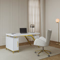 Sophie Common Luxury White Office Desk with Integrated Charging Ports and Storage