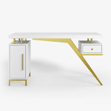 Sophie Common Luxury White Office Desk with Charging Station & Storage