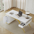 Sophie Common Luxury White Office Desk with Integrated Charging Ports and Storage