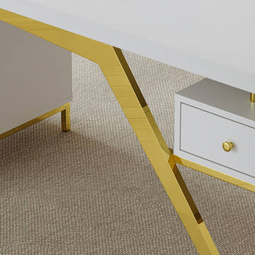 Sophie Common Luxury White Office Desk with Charging Station & Storage