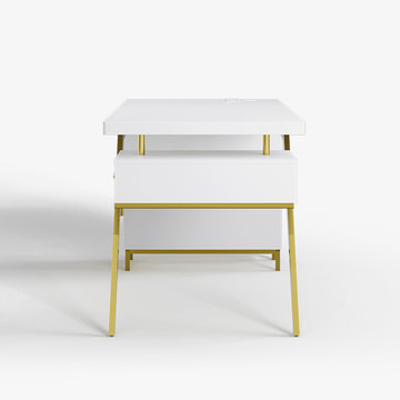 Sophie Common Luxury White Office Desk with Charging Station & Storage