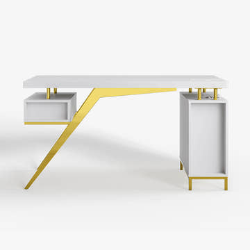 Sophie Common Luxury White Office Desk with Charging Station & Storage