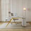 Sophie Common Luxury White Office Desk with Integrated Charging Ports and Storage