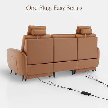 AeroStretch Massage Edition Power Leather Reclining Sofa with Adjustable Headrest