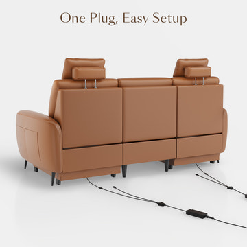 AeroStretch Massage Edition Power Leather Reclining Sofa with Adjustable Headrest