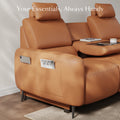 AeroStretch Massage Edition Power Leather Reclining Sofa with Adjustable Headrest