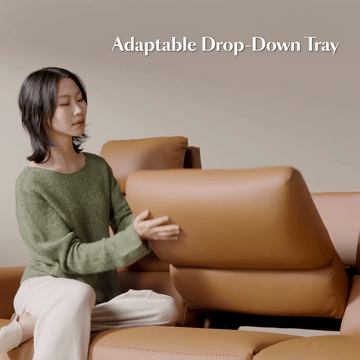 AeroStretch Massage Edition Power Leather Reclining Sofa with Adjustable Headrest