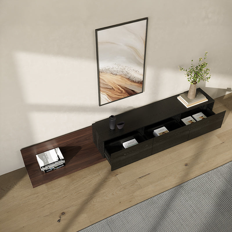 George Modern Black Extendable TV Stand with Drawers