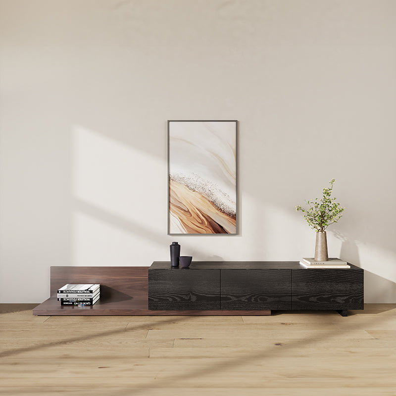 George Modern Black Extendable TV Stand with Drawers