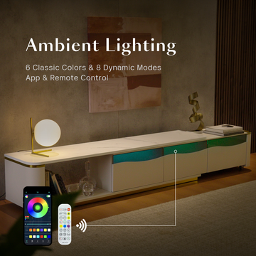 GlowStream Extendable TV Stand & Cassandra Sideboard Set