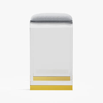 Sophie Common Luxury Acrylic Small Ottoman Stool  for Dorm Room White