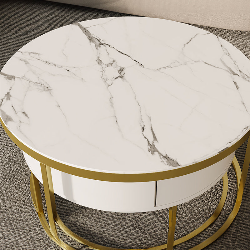 Cassandra Common Luxury Nesting Round Coffee Table with Drawers