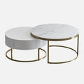 Cassandra Common Luxury Nesting Round Coffee Table with Drawers