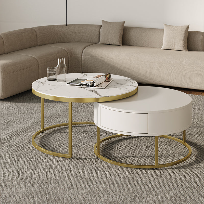 Cassandra Common Luxury Nesting Round Coffee Table with Drawers