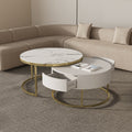 Cassandra Common Luxury Nesting Round Coffee Table with Drawers