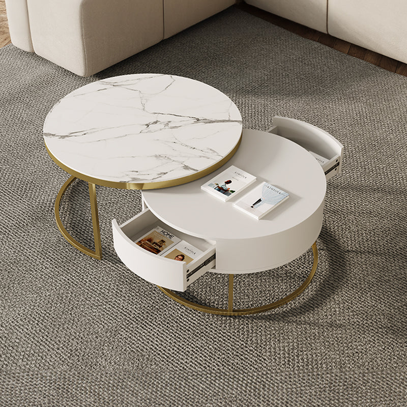 Cassandra Common Luxury Nesting Round Coffee Table with Drawers