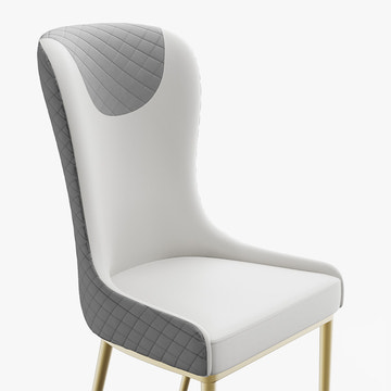 Sophie Common Luxury White Dining Room Chair Leather with Gray High Back