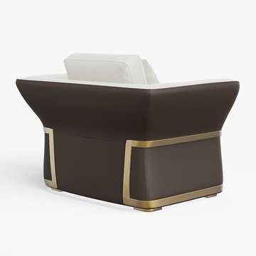 Cassandra Common Luxury Brown & White Modern PU Leather Club Armchair for Living Room